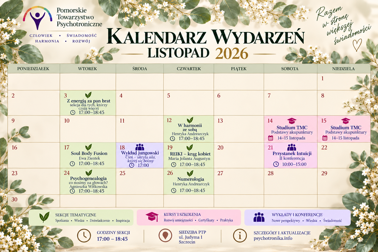 Kalendarz wydarzeń listopad 2026