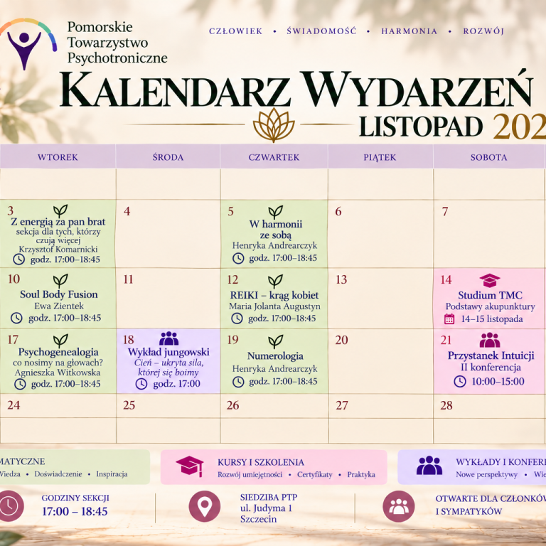 Strona z kalendarza listopada 2026